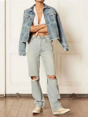 Boyish Ziggy Distressed Authentic Rigid Relaxed Straight Jean in I Am Love